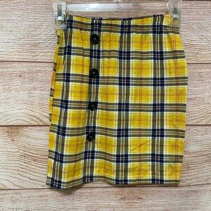 SHEIN Button Front‎ Tartan Pencil Skirt